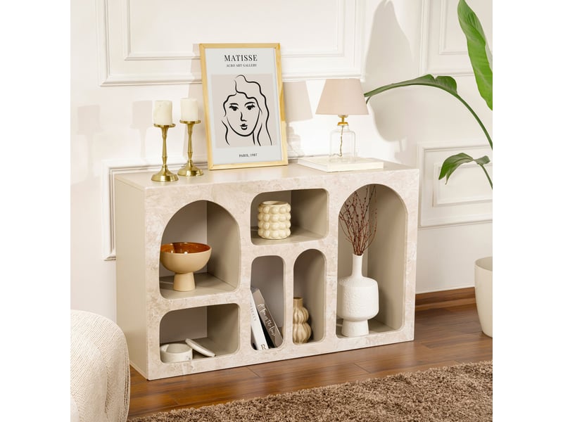  Buffet arsenioiu, meuble 6 étagères, 120x37x74h cm beige marbre Arsenioiu - Conforama E