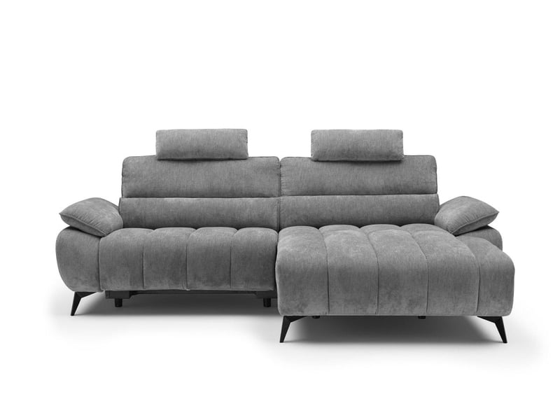  Canapé d'angle relax électrique en velours chiné gris lyana - angle droit  - Conforama E