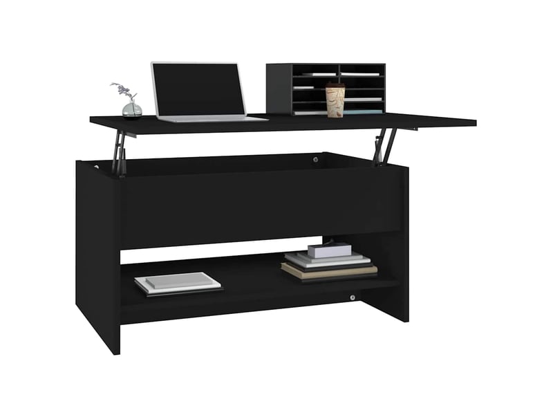  Table basse - table de salon - table à thé noir 80x50x40 cm bois d'ingénierie  - Conforama D