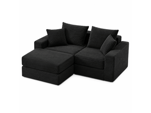 Canapé modulable 2 places 259 cm, convertible en canapé d’angle et lit d’appoint, tissu côtelé, base antidérapante,noir