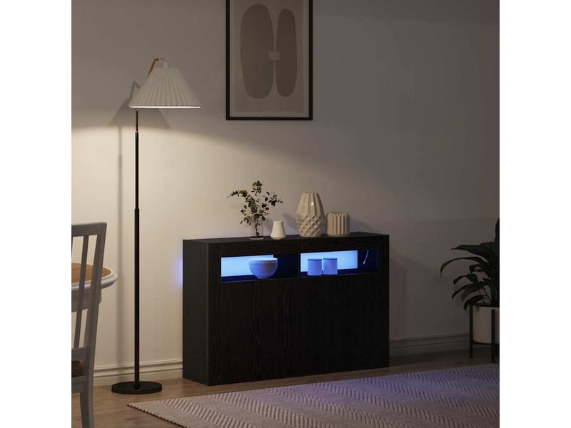 Buffet - bahut - meuble de rangement chêne noir 116 x 30 x 75 cm bois d'ingénierie - Conforama E