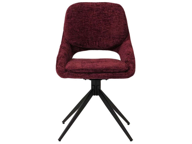  Lot de 2 chaises de salle à manger pivotantes à 180° avec retour automatique assise rembourrée et protections de sol réglables tissu chenille bordeaux et fer 04_0009908  - Conforama D