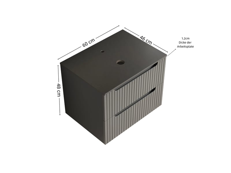 Meuble sous lavabo 60 cm sans vasque avec plan effet travertin - lpospi - panneau multiplis, noir et gris foncé - Conforama D