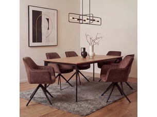Lot de 6 chaises de salle à manger hwc-l79, chaises de cuisine avec accoudoirs pivotants et mécanisme de retour automatique, velours 440 gm² - aspect daim, marron terracotta