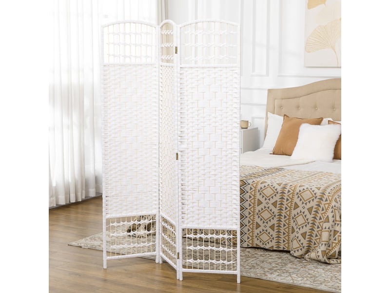  Paravent intérieur en bois séparateur de pièce cloison pliable 3 panneaux blanc 120 x 170 cm  - Conforama A