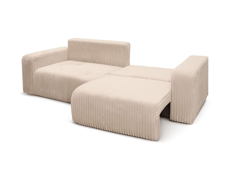  Canapé droit 3 places alya convertible en velours côtelé épais - beige ALYA - Conforama D
