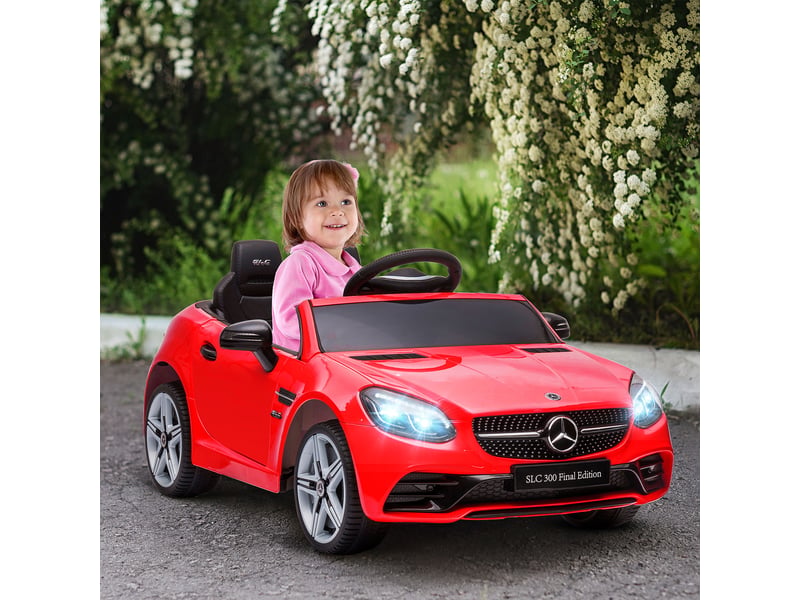  Voiture électrique mercedes slc 300 sous licence officielle pour enfants, avec télécommande, en polypropylène et métal, 107 x 62,5 x 44 cm, rouge.  - Conforama C