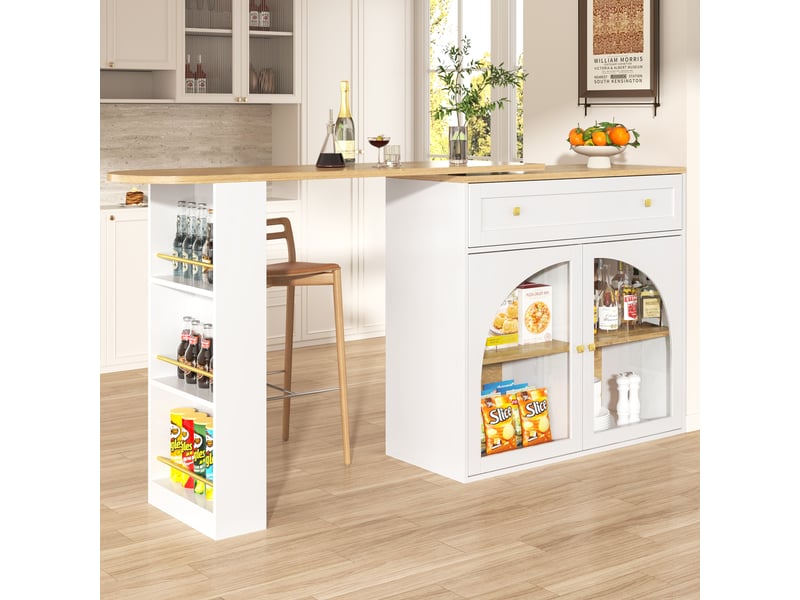  Bar blanc - 204cm table de bar blanc - Conforama E