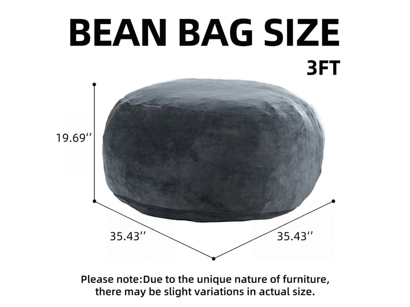  Pouf poire convertible pliable gris foncé en tissu, 90 × 90 × 50 cm, idéal pour lire et recevoir chez vous  - Conforama C