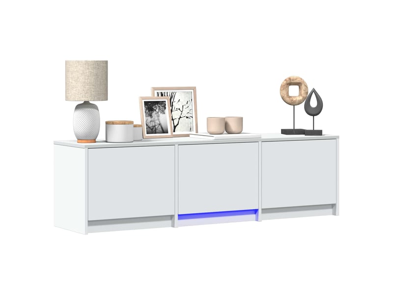 Meuble tv - banc tv - meuble de rangement avec led 140 x 34 x 40 cm blanc bois d’ingénierie - Conforama C