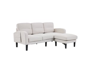 Canapé d'angle réversible fixe KORFEE 3 places Tissu Beige