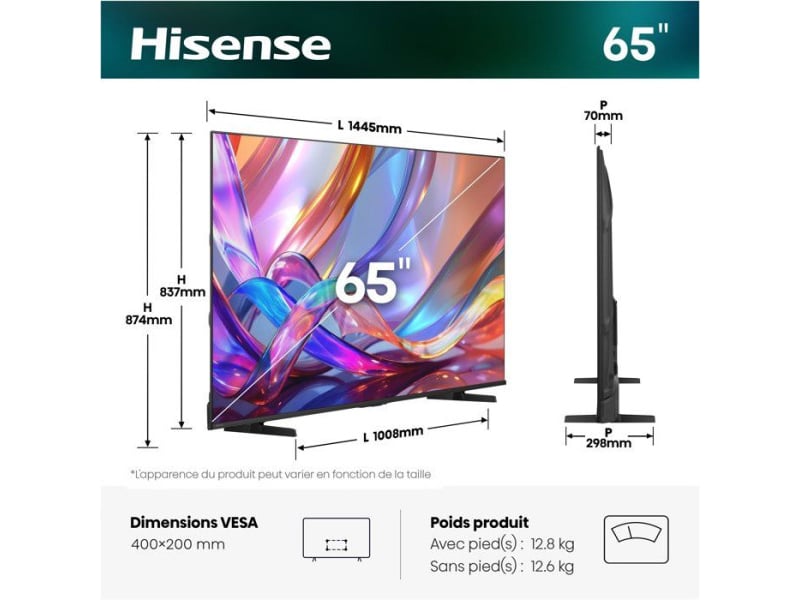  Téléviseur hisense - 65e7s HISENSE - 65E7S - Conforama B