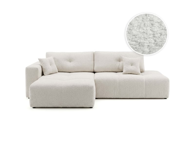  Celine - canapé d'angle fixe convertible 4 places en bouclette  - Conforama A