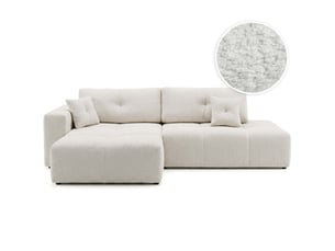 Canapé d'angle gauche convertible LOUNGITUDE CELINE 4 places Tissu bouclette Blanc