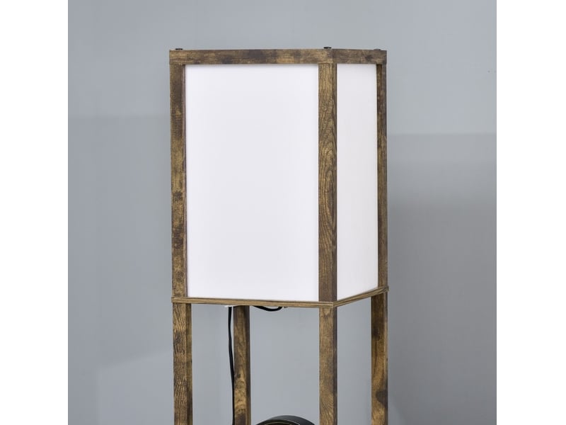  Lampadaire 26x26x160 cm avec 3 compartiments ouverts en panneau de particules marron rustique  - Conforama C