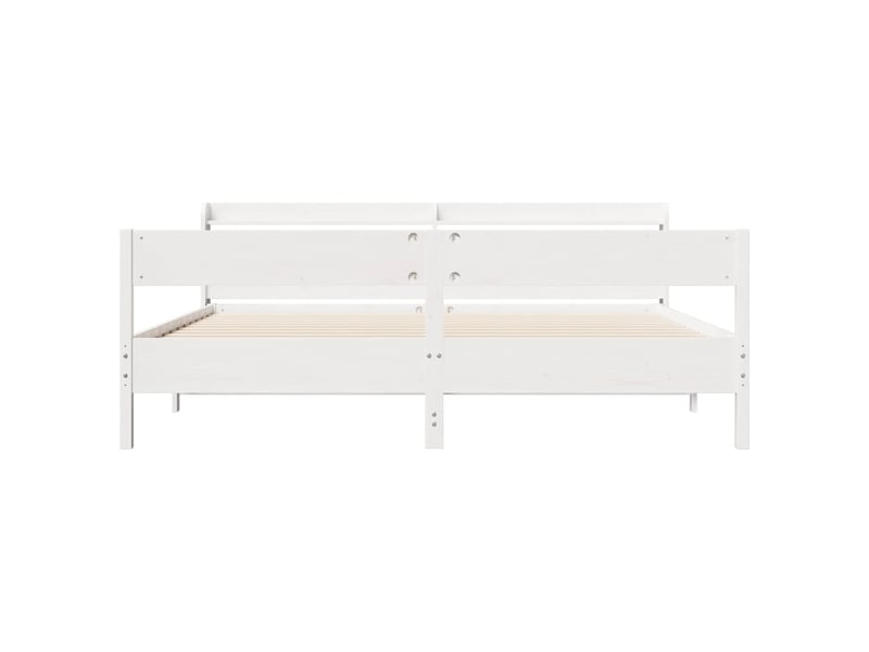  Lit double- lit adulte -  cadre de lit sans matelas blanc 200x200 cm bois massif de pin  - Conforama C
