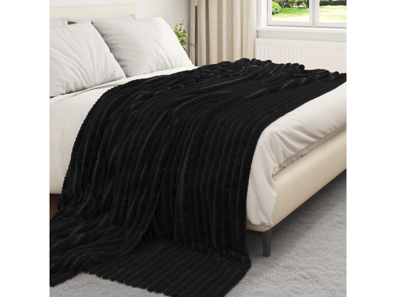  Plaid canapé noir 240x220 cm 1.36 kg polaire  - Conforama C
