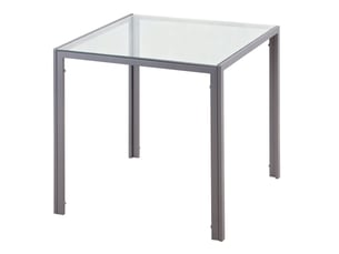 Table de salle à manger carrée en verre pour 4 personnes, avec pieds en métal, idéale pour le salon, 75 x 75 x 75 cm, grise.