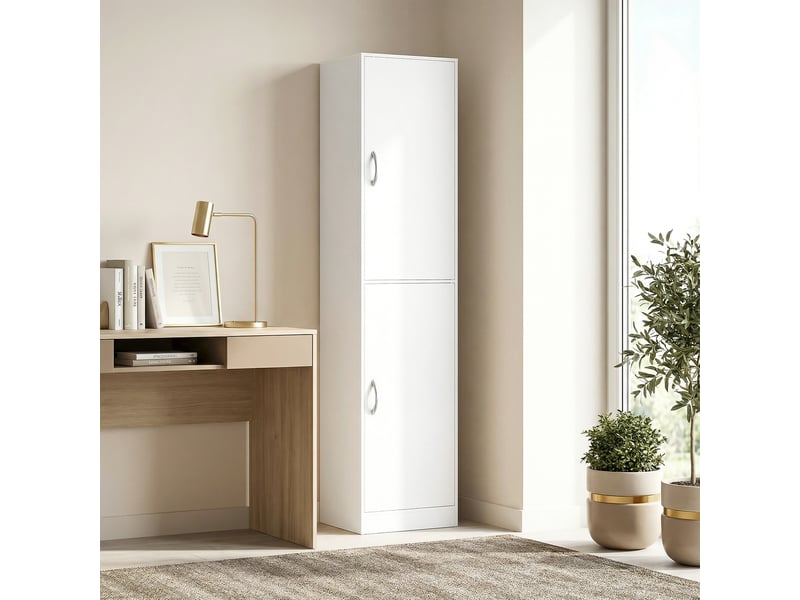  Bibliothèque de 180 cm de haut, étagère moderne à 5 niveaux avec tablettes réglables, meuble de rangement autoportant, blanc  - Conforama C