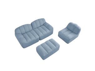Canapé modulable 3 places d'angle en l - assise profonde 288 cm avec ottomane, sans montage