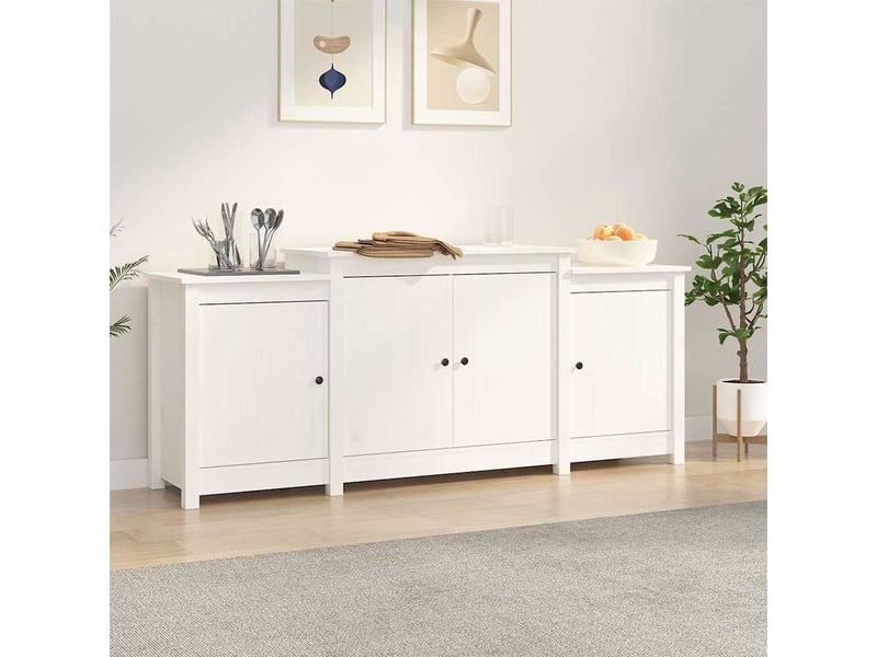  Buffet salon, buffet de rangement blanc 164x37x68 cm bois massif de pin  - Conforama B