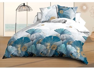 Housse de couette 240x260 + 2 taies - microfibre douce et résistante - entretien facile - ginko
