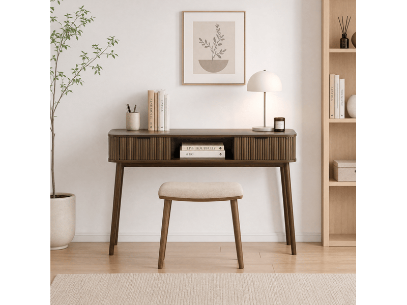  Console 120x35x77,6 cm effet noyer avec 2 tiroirs  - Conforama B