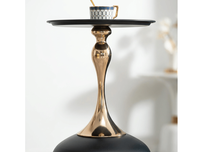  Table d'appoint ronde 38x38x54 cm moderne métal noir et doré  - Conforama D