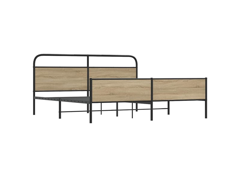  Lit double- lit adulte -  cadre de lit en métal sans matelas chêne fumé 150x200 cm  - Conforama B