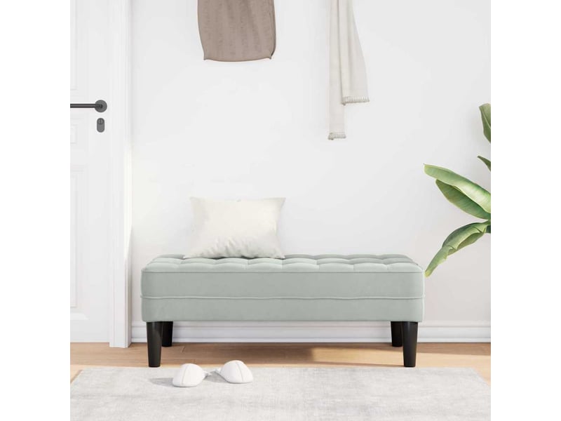 Banc chambre, banc de lit gris clair 113x57x39 cm velours - Conforama C