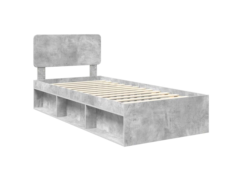  Lit simple- lit adulte -  cadre de lit gris béton 100 x 200 cm pin massif  - Conforama C