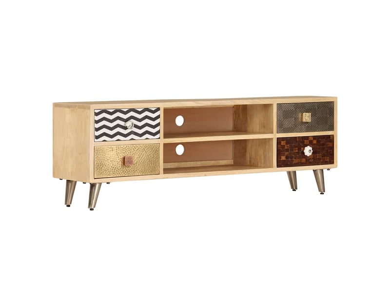  Meuble tv - banc tv - meuble de rangement 120x30x40 cm bois massif de manguier  - Conforama B