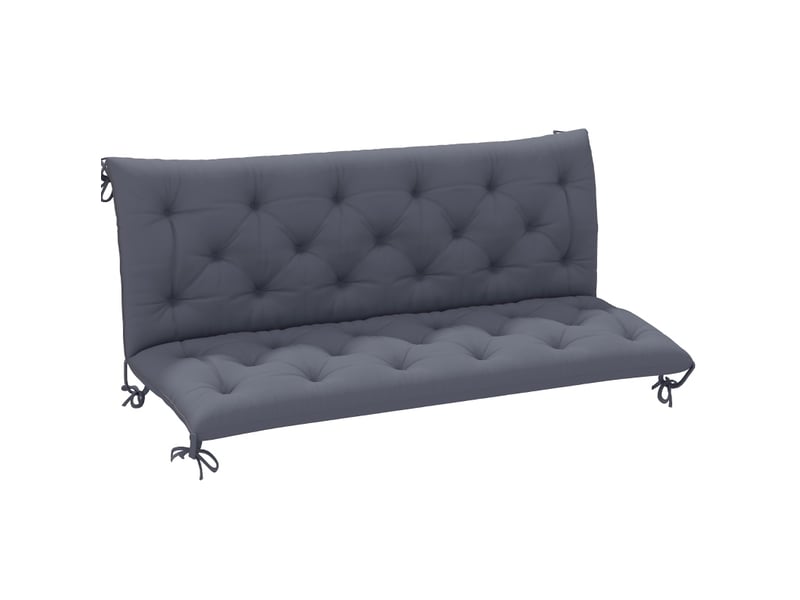  Coussin de banc 3 places 150x98 cm – gris foncé – dossier et 6 liens de fixation intérieur extérieur  - Conforama A