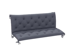 Coussin de banc 3 places 150x98 cm – gris foncé – dossier et 6 liens de fixation intérieur extérieur