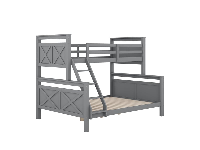  Lit superposé gris 90140 × 200 cm, convertible en 2 lits, échelle et garde-corps  - Conforama D