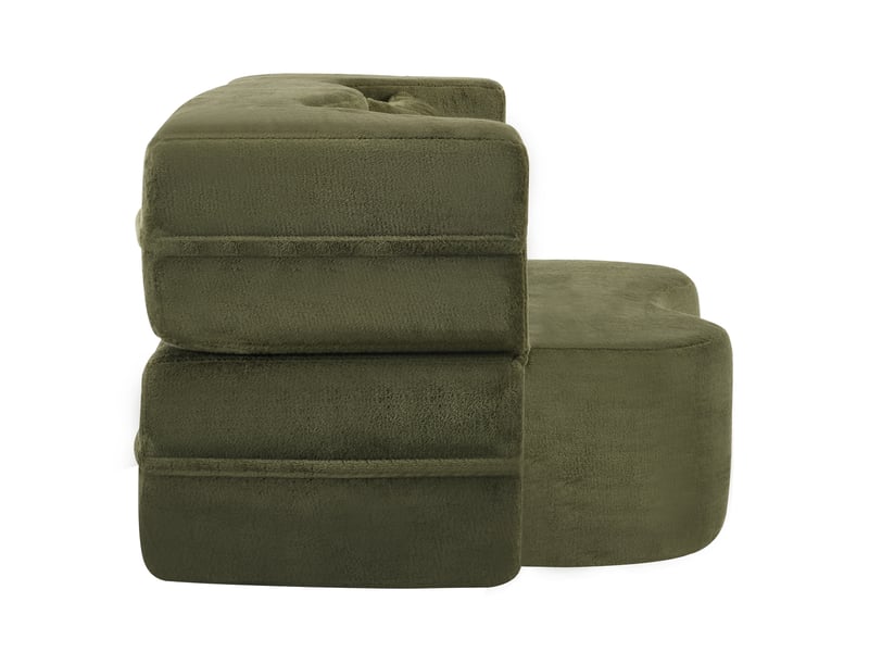 Canapé convertible futon 2-en-1 pliable sans montage - couchage d’appoint, peluche courte - vert - Conforama E