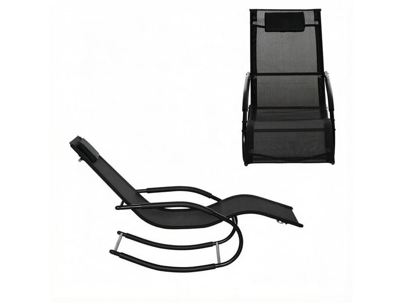 Fauteuil à bascule tcqpz relaxant ergonomique noir 62 x 150 x 84 cm en métal galvanisé et textilene - Conforama A
