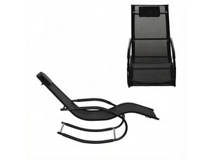 Fauteuil à bascule tcqpz relaxant ergonomique noir 62 x 150 x 84 cm en métal galvanisé et textilene