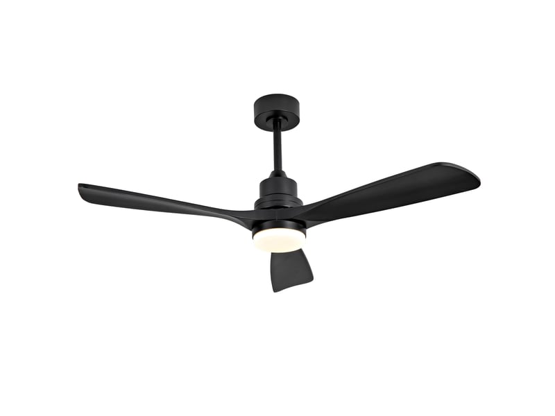  Ventilateur de plafond 132 cm noir à 3 pales avec led dimmable et télécommande  - Conforama A