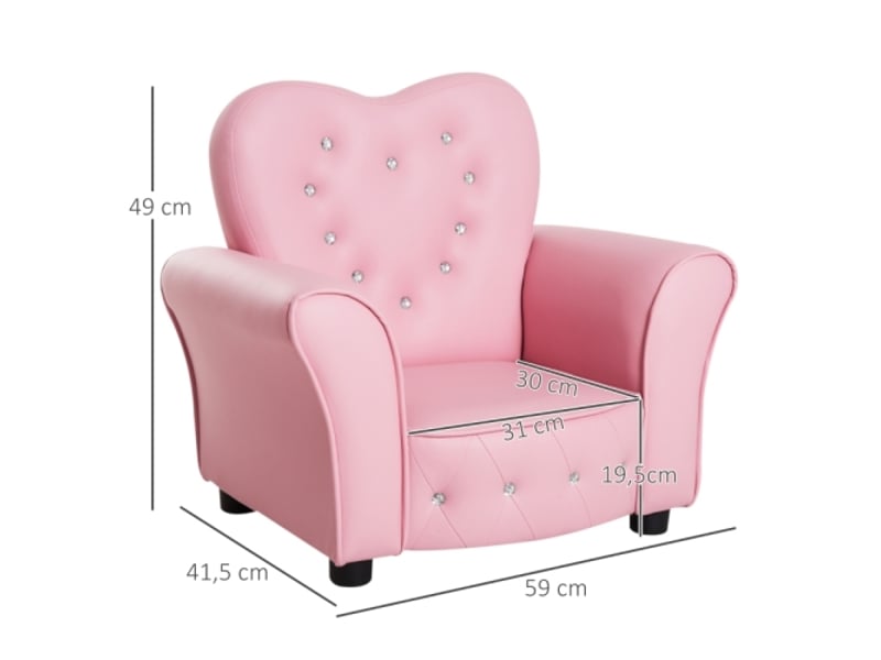  Fauteuil enfant rose, pieds en bois massif, siège mousse, chambre et salle de jeux, 1,5-3 ans, 59x41,5x49 cm  - Conforama C
