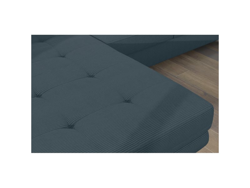  Canapé d'angle convertible amanda bleu vert foncé velours côtelé avec coffre gauche  - Conforama D