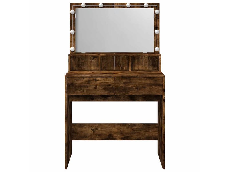  Coiffeuse, table de maquillage avec led chêne fumé 80x41x134,5 cm  - Conforama E