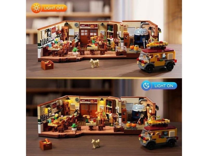  Jeu de construction pizzeria italienne 1098 pieces avec led et camion retro 151498_AABPQ25285_6_DROPFR - Conforama B