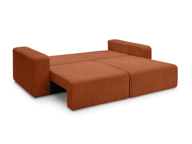 Canapé droit 3 places alya convertible en velours côtelé épais - terracotta ALYA - Conforama B