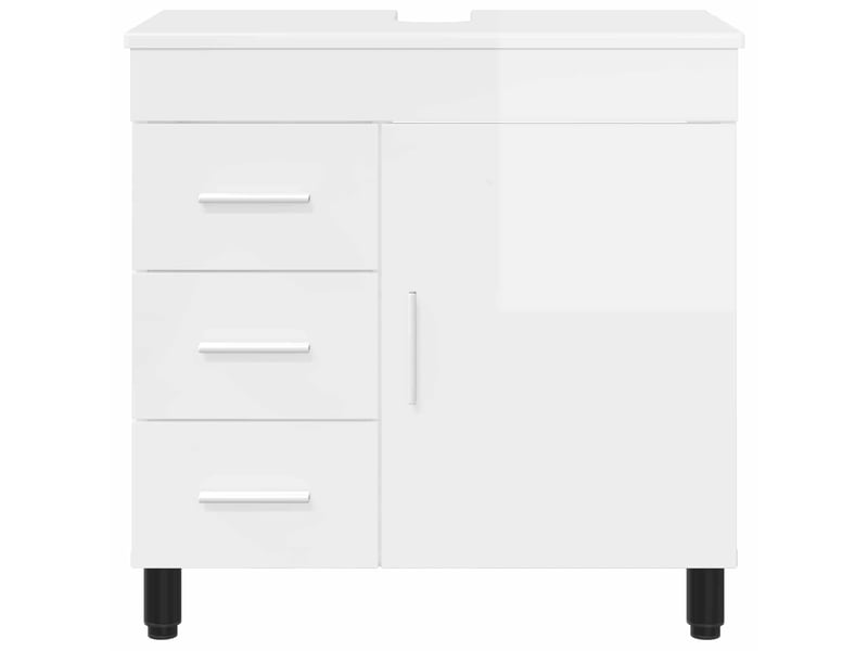 Unité de vanité de salle de bain, meuble de rangement blanc brillant 60x35x60 cm shl8787 - Conforama E