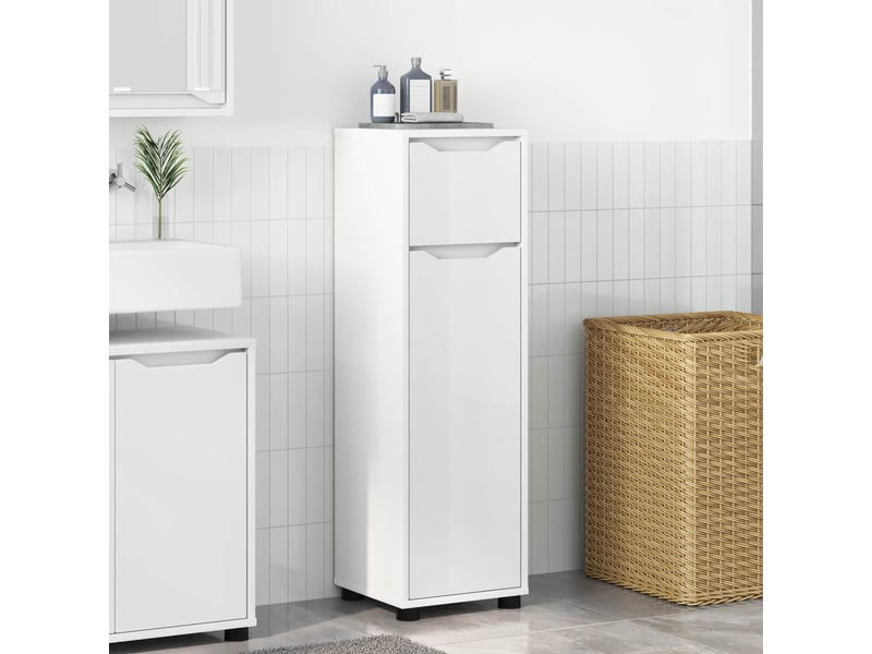 Cabinet de salle de bain, meuble de rangement blanc 30.5x30x101 cm - Conforama B