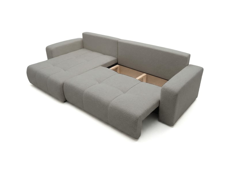  Canapé d'angle bardot max réversible convertible 5 places en tissu bouclette - gris clair BARDOT - Conforama C