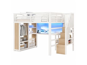 Lit mezzanine 140x200 cm WISHDOR coloris blanc