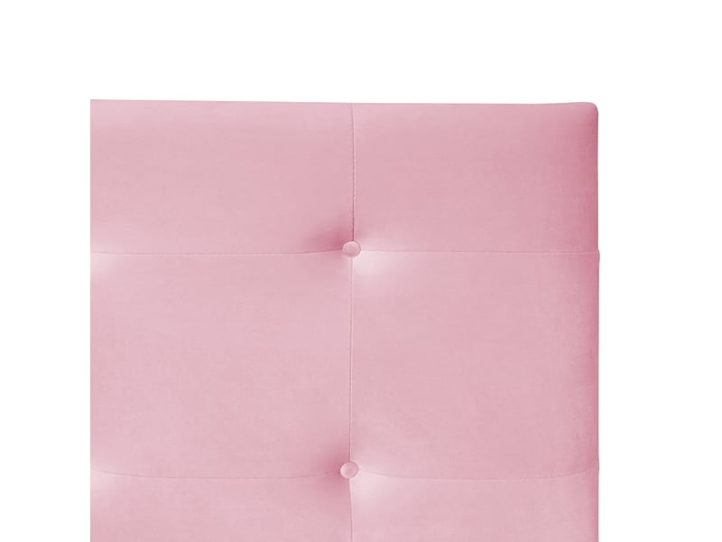  Lit avec tiroir 90 x 200 cm, lit simple rembourré en velours rose avec dossier, cadre en acier et lattes en bois  - Conforama E