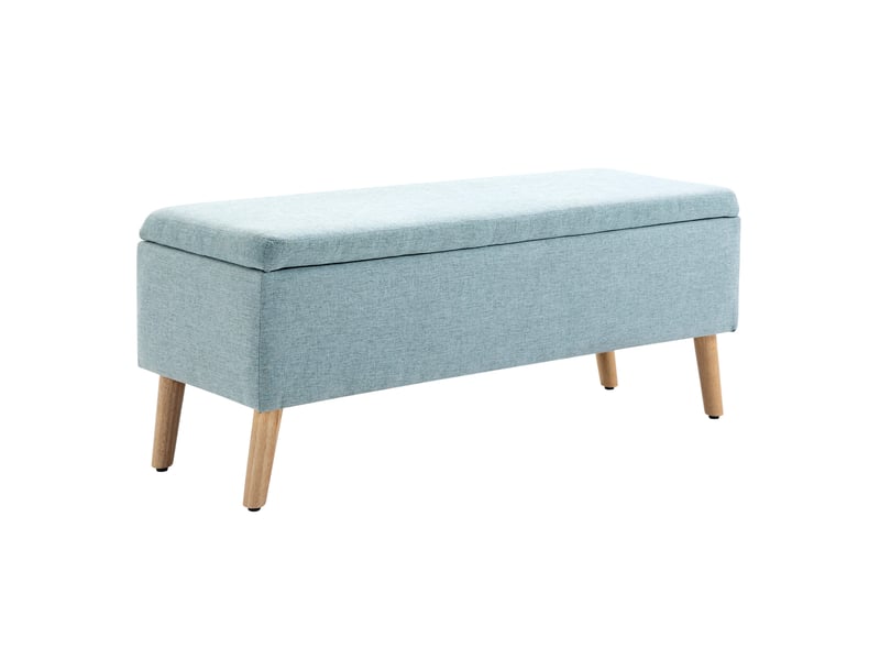 Banc coffre 110x39x45 cm, banc de lit moderne, assise rectangle, rangement intégré, meuble chambre, polyester, vert  - Conforama A